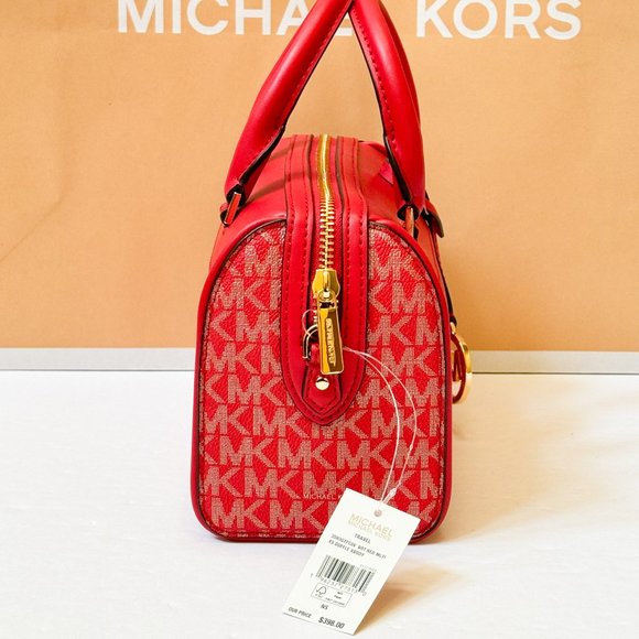 Michael Kors Jet Set Travel XS MINI Satchel Shoulder Crossbody Bag MK Gold/Red - Picture 8 of 15